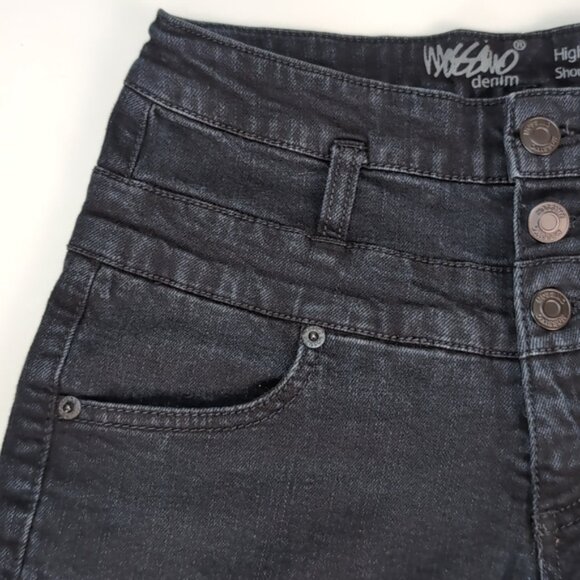 3/$20 Mossimo High Rise Short Shorts Faded Denim Cuffed Button Fly Jean - Picture 3 of 9